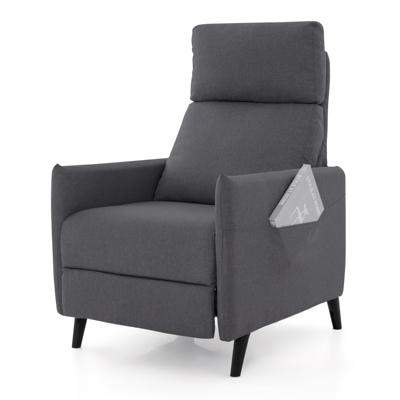Fauteuil met Ligfunctie & Verstelbare Rugleuning & Voetsteun & 2 Tijdschriftenzakken Donkergrijs