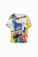 T-shirt met korte mouwen en kranten - WHITE - XL