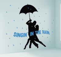 Muursticker silhoueten Singing in the rain - thumbnail