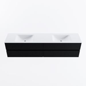 MONDIAZ VICA 200cm badmeubel onderkast Urban 4 lades. Wastafel CLOUD dubbel 2 kraangaten, kleur Talc.