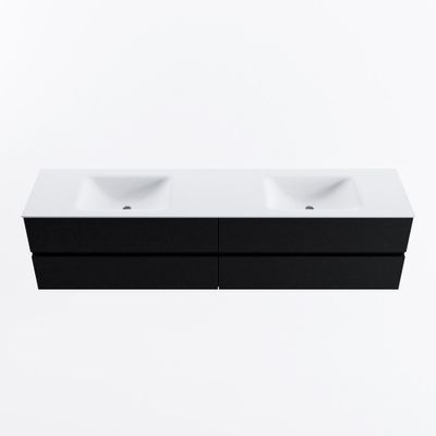MONDIAZ VICA 200cm badmeubel onderkast Urban 4 lades. Wastafel CLOUD dubbel 2 kraangaten, kleur Talc.