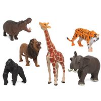Speelgoed safari jungle dieren figuren 5x stuks variabele afmetingen 17 x 8 cm tot 6 x 7 cm   - - thumbnail