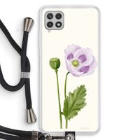 Purple poppy: Samsung Galaxy A22 4G Transparant Hoesje met koord