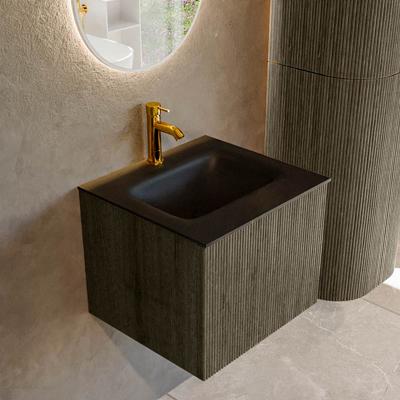 Badmeubel Mondiaz Kurve | 50 cm cm | Meubelkleur Shadow | Wastafelkleur Urban | Solid surface | Wasbak midden spoelbak | 1 kraangat