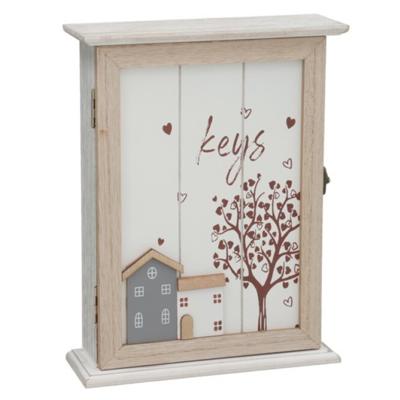 Gerimport Sleutelkast - hout - met print - home decoratie - L27 x B21 cm