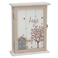 Gerimport Sleutelkast - hout - met print - home decoratie - L27 x B21 cm
