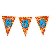 Verjaardag 8 jaar thema Vlaggetjes - Feestversiering - 10m - Folie - Dubbelzijdig - thumbnail