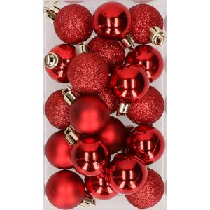 Cosy & Trendy Kerstballen mini - 20x - rood - D3 cm - kunststof - kerstversiering