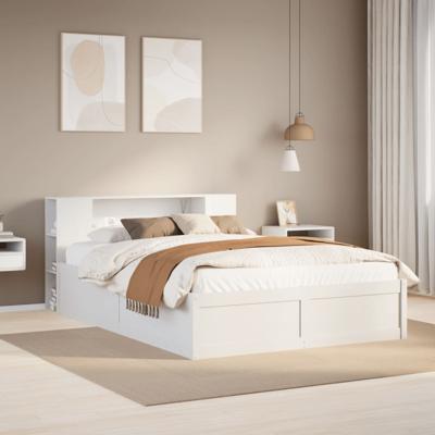 Bedframe zonder matras massief grenenhout wit 135x190 cm