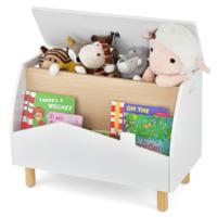 Houten Speelgoedkist met Planchet Opbergkist voor Jongens en Meisjes 60 x 33 x 44 cm Wit
