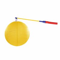 Gele lampion 35 cm met lampionstokje