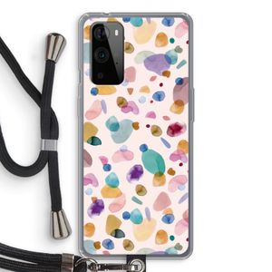 Terrazzo Memphis Pink: OnePlus 9 Pro Transparant Hoesje met koord
