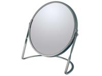 Make-up spiegel Cannes - 5x zoom - metaal - 18 x 20 cm - donkergrijs - dubbelzijdig - Make-up spiegeltjes