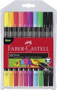 Faber Castell FC-151109 Viltstiften Duo Neon Kleuren In Etui 10 Stuks