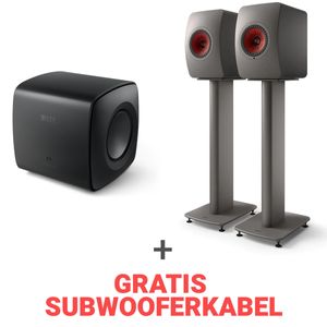 KEF Combi Deal LS50 Wireless II + S2 stands + KC62 - Grijs/Zwart (met GRATIS subwooferkabel)