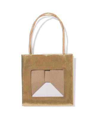 HEMA Cadeautasje Met Venster 10x11x11cm Kraft Strepen Goud