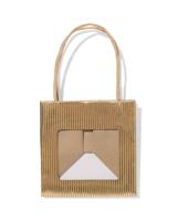 HEMA Cadeautasje Met Venster 10x11x11cm Kraft Strepen Goud