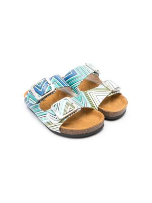 Missoni Kids baskets en cuir à imprimé zig-zag - Vert