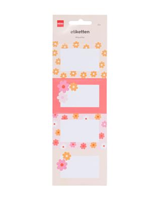 051 Etiketten Bloemen Roze-oranje - 20 Stuks
