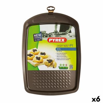 Oven Mould Pyrex Asimetria Rechthoekig Zwart Metaal 33 x 25 cm (6 Stuks)