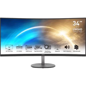 MSI Pro MP341CQ computer monitor 86,4 cm (34") 3440 x 1440 Pixels UltraWide Quad HD Zwart