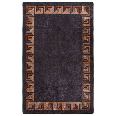 VidaXL Vloerkleed wasbaar anti-slip 80x150 cm zwart en goudkleurig