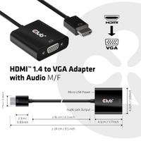 CLUB3D CAC-1302 video kabel adapter 0,5 m HDMI Type A (Standaard) VGA (D-Sub) Zwart - thumbnail