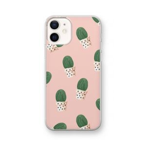 Cactusprint roze: iPhone 12 Transparant Hoesje