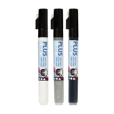 Plus Color Acrylverf marker set - black, off white, rain grey, 3st.