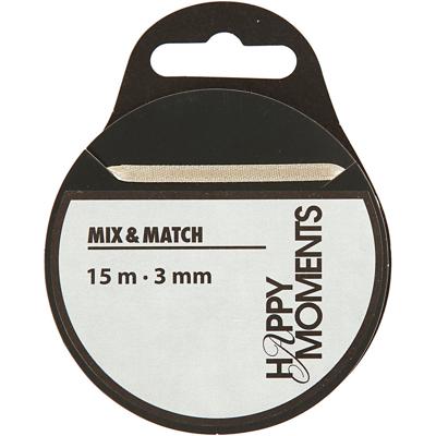 Creativ Company Satijnlint, b: 3 mm, off-white, 15 m/ 1 rol