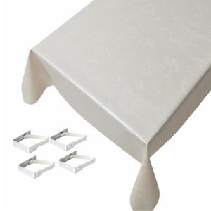 Tafelkleed/tafelzeil barok champagne 140 x 170 cm met 4 klemmen