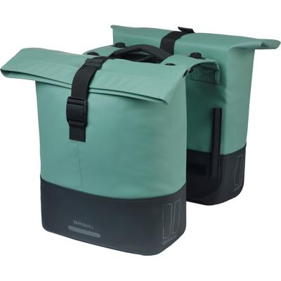 Basil dubbele tas cove mik 28-32l zilvergroen/zwart