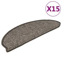 Trapmatten zelfklevend 15 st sisal-look 65x21x4 cm grijs-beige