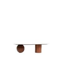 Sissy-Boy Houten koffietafel met marmer blad en asymmetrisch onderstel