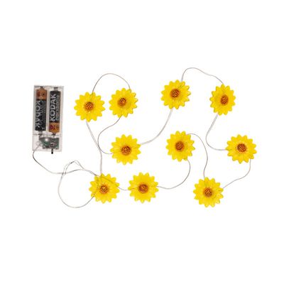 Lichtsnoer - zonnebloemen - geel - 160 cm - op batterij - verlichting