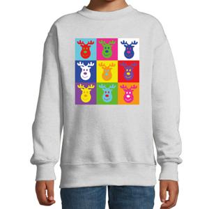 Kersttrui/sweater voor jongens/meisjes - pop art - grijs - Kerst rendier