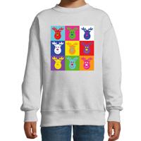 Kersttrui/sweater voor jongens/meisjes - pop art - grijs - Kerst rendier - thumbnail