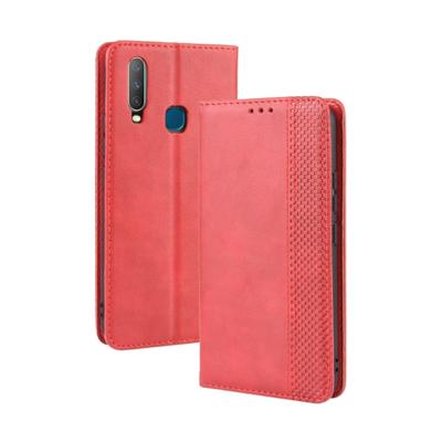 Magnetische gesp retro Crazy Horse textuur horizontale Flip lederen case fo vivo Y17/Y15-/Y3 met houder & kaartsleuven & fotolijstjes (rood)