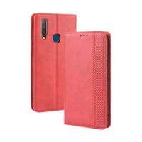 Magnetische gesp retro Crazy Horse textuur horizontale Flip lederen case fo vivo Y17/Y15-/Y3 met houder & kaartsleuven & fotolijstjes (rood)