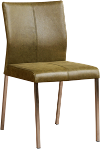 Olijfgroene leren moderne eetkamerstoel Basic - poot vierkant rvs - Vintage Leer Olive (olijfgroen leer)