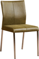 Olijfgroene leren moderne eetkamerstoel Basic - poot vierkant rvs - Vintage Leer Olive (olijfgroen leer)