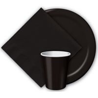 60x Papieren feest servetten zwart   - - thumbnail