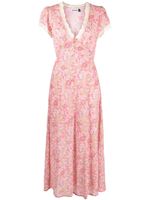 Rixo robe mi-longue Clarice à fleurs - Rose