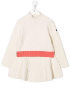 Moncler Enfant robe nervurée à patch logo - Tons neutres