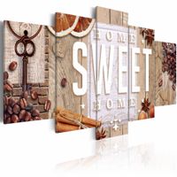 Schilderij - Koffie en kruiden, home sweet home, 5 luik, Multikleur, 2 maten, Premium print - thumbnail