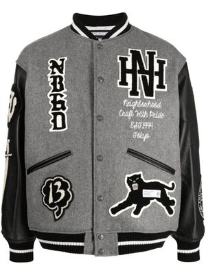 Neighborhood veste teddy à patch logo - Gris
