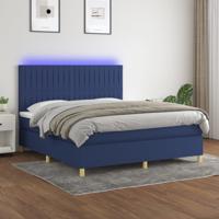 Boxspring met matras en LED stof blauw 160x200 cm