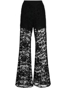Self-Portrait pantalon à taille haute bordé de dentelle - Noir
