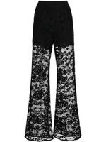 Self-Portrait pantalon à taille haute bordé de dentelle - Noir