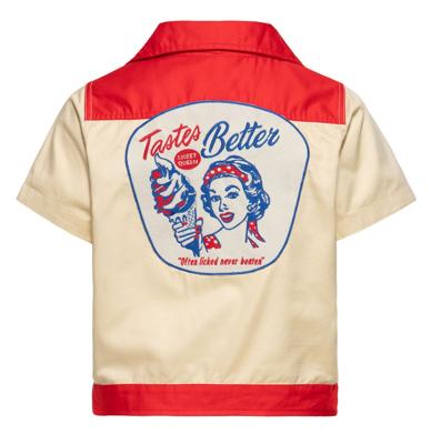 Queen Kerosin Taste Better Work Shirt Red & Off White -M